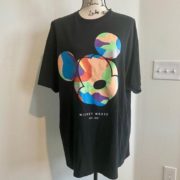 NEFF DISNEY BLACK T-SHIRT COLORFUL MICKEY MOUSE HEAD SIZE XXL KAWAII EMO - Picture 13 of 16